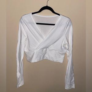 Shein White Ribbed Crop Top